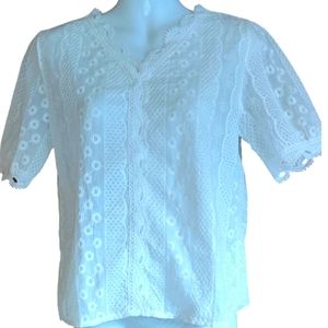 Fashion Women  White Lace Top Blouse